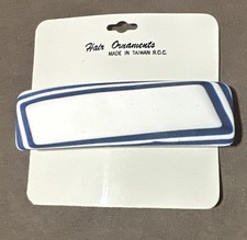 Vintage Large 80 s Colorful Blue White NOS Dead Stock Hair Barrette