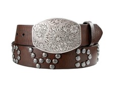 Nocona Western Belt Womens Howdy Studded Leather Brown N320008202