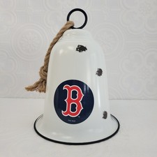 Boston Red Sox MLB Decorative Metal Bell White Enamel Rustic Jute Rope