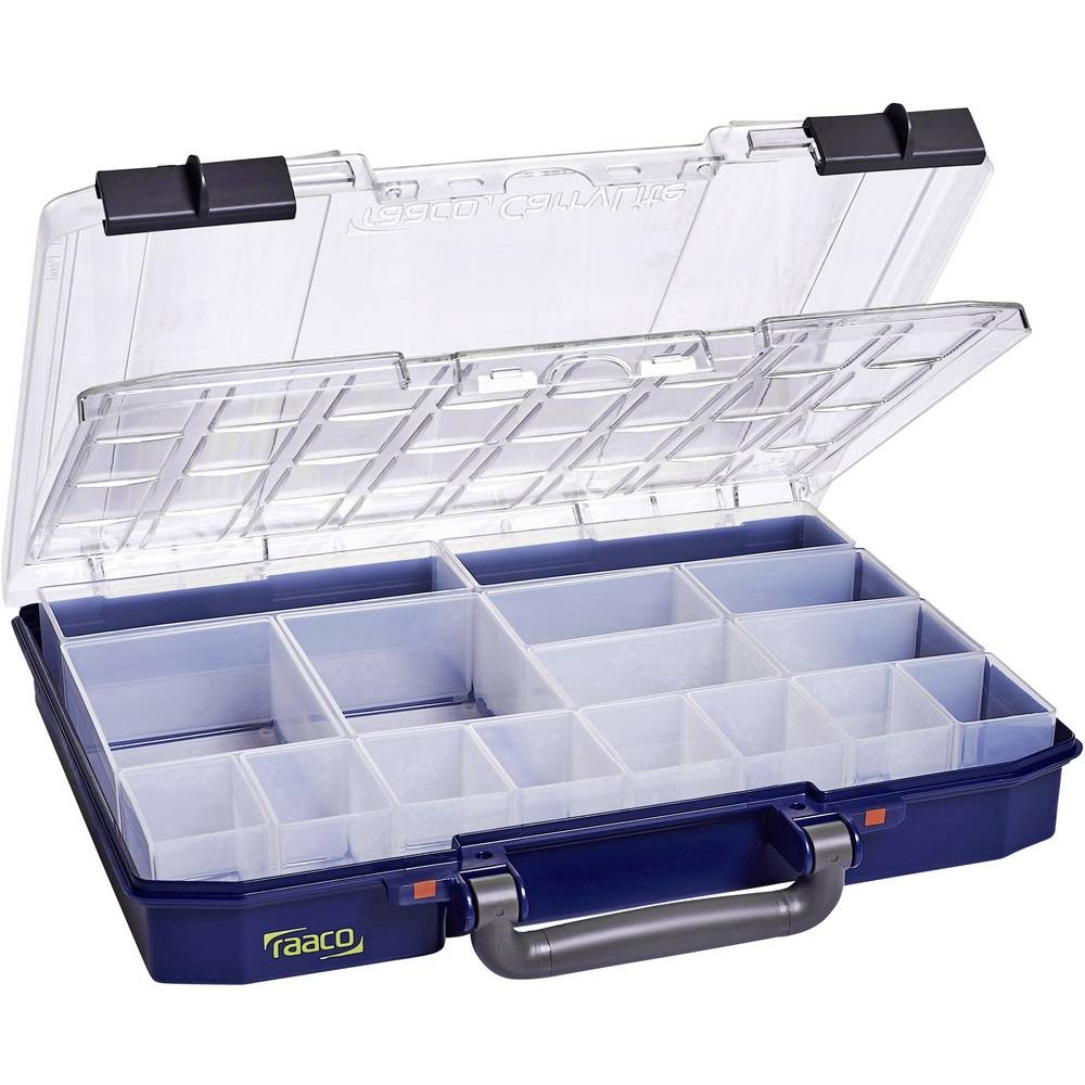 Coffret de rangement raaco CarryLite 55 avec couvercle transparent antichoc 16 bacs