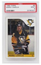 Mario Lemieux (Pittsburgh Penguins) 1985 Topps Hockey RC Card #9 -PSA 9 MINT (B)
