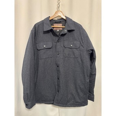 Rugged Elements Mens Grey Quilted Lined Snap Front Shirt Jacket Large