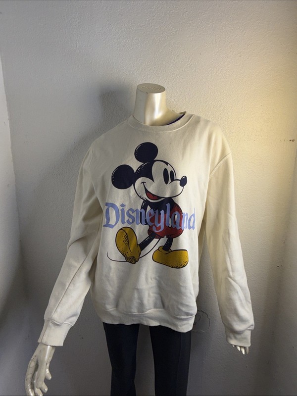Disneyland Mickey Mouse Crewneck Sweatshirt  women’s Medium Cream White Pullover