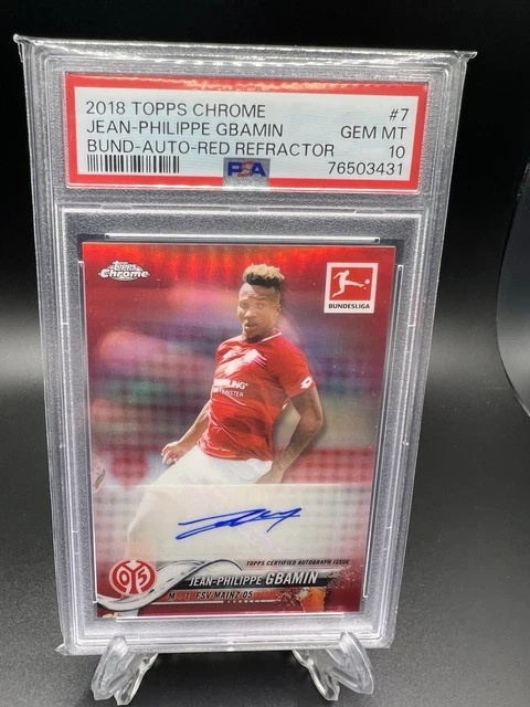 2018 Topps Chrome Bundesliga Jean-Philippe Gbamin Auto-Red Refractor /10 PSA 10