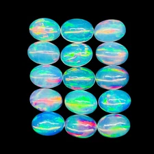 15 Pcs Natural Ethiopian Opal 7x5mm Oval Untreated Loose Cabochon Gemstones Lot