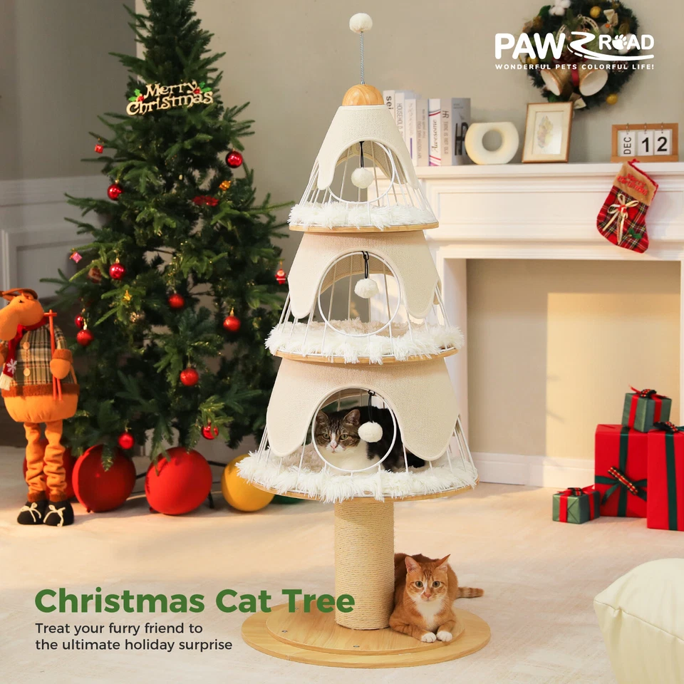 PAWZ Road Kratzbaum Weihnachten großer Katzenkratzbaum 14cm Sisalstämme 130 cm - Bild 2 von 4