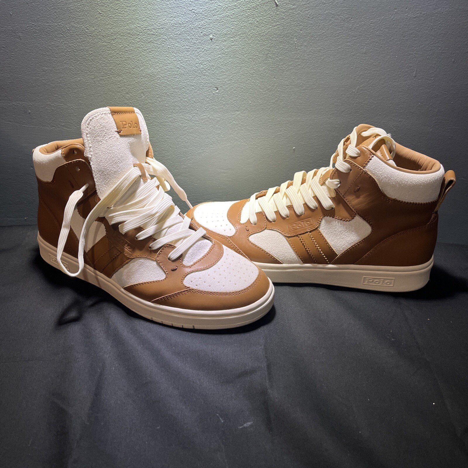 Scarpe Polo Ralph Lauren uomo taglia 9 5 CRT alte pelle mucca scamosciata pony nuove