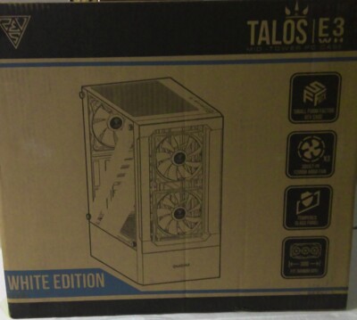 Gamdias TALOS E3 White Mid Tower Gaming case with 3 Built-in 120mm ARGB Fans NEW