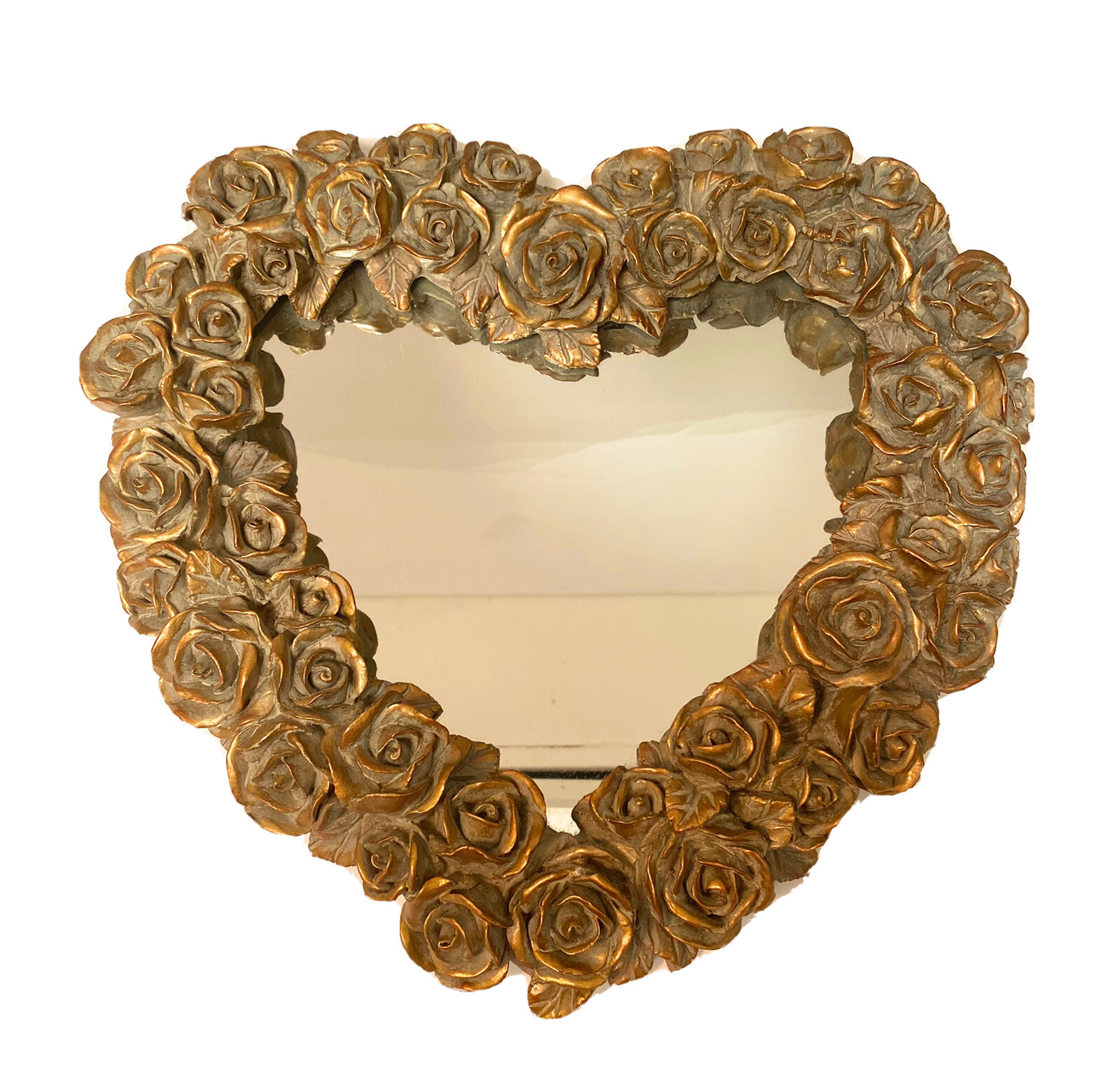 Vintage Decoline New York GOLD ROSES Heart Wall Mirror Hand Made 13” eBay