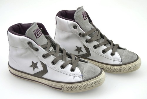 leather white converse junior