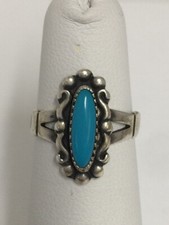 Vintage Southwestern WM CO Wheeler Sterling Silver Turquoise Ring Size 4