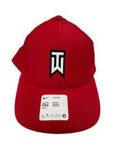 Nike Tiger Woods Golf Hat Mens Fitted DriFIT Legacy91 Swoosh Perforation Red S/M