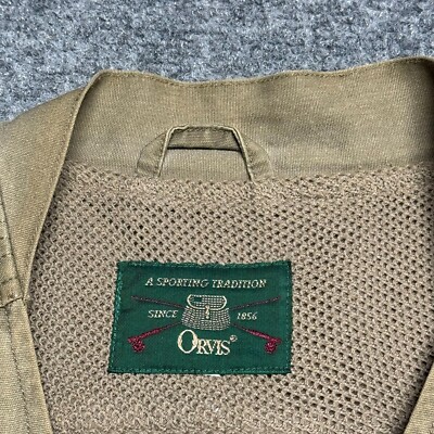 Gilet Vintage Orvis Homme – Toile Kaki Pour Pêche, Chasse Ou Safari – Taille L