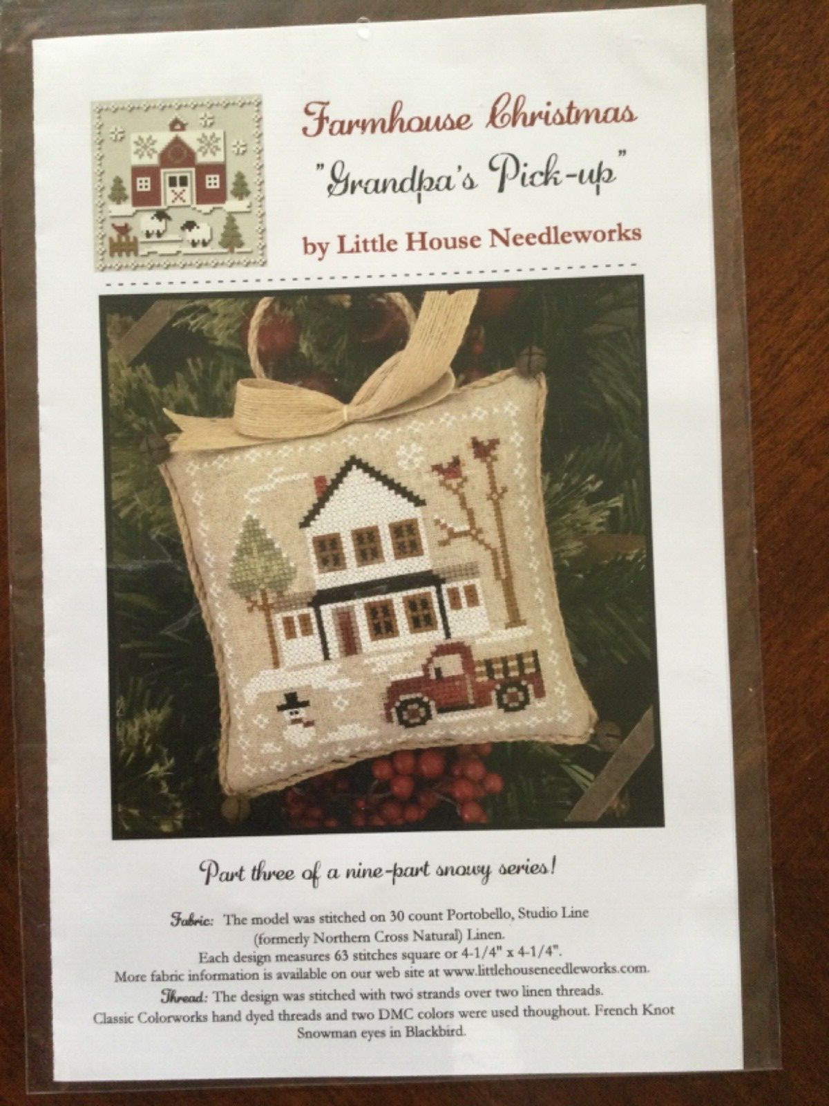 Lot of 3 Little House Needleworks Embroidery Patterns Farmhouse Chistmas 1,2 & 3