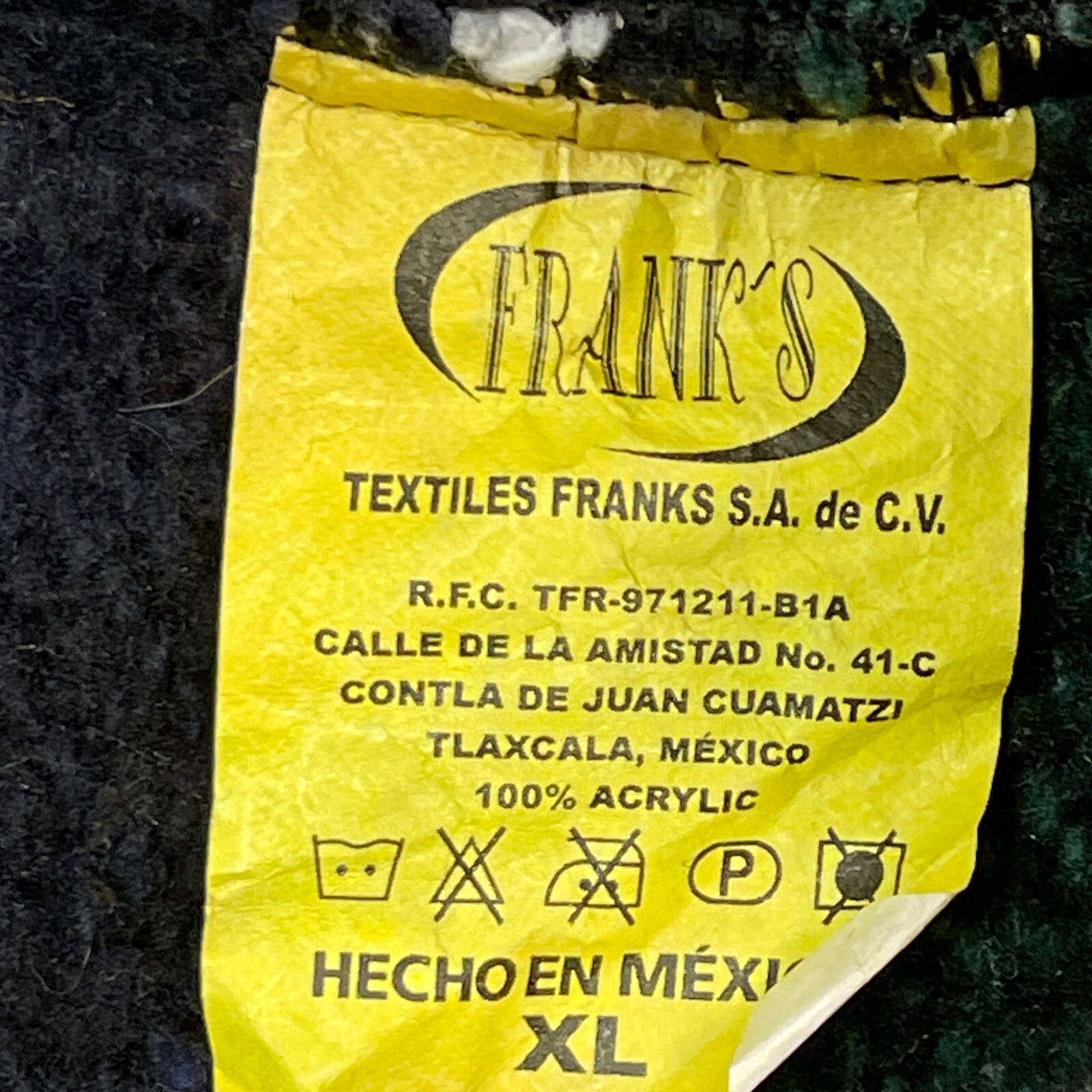 Franks Baja Hoodie Men Extra Large XL Green Acrylic Blend Drug Rug