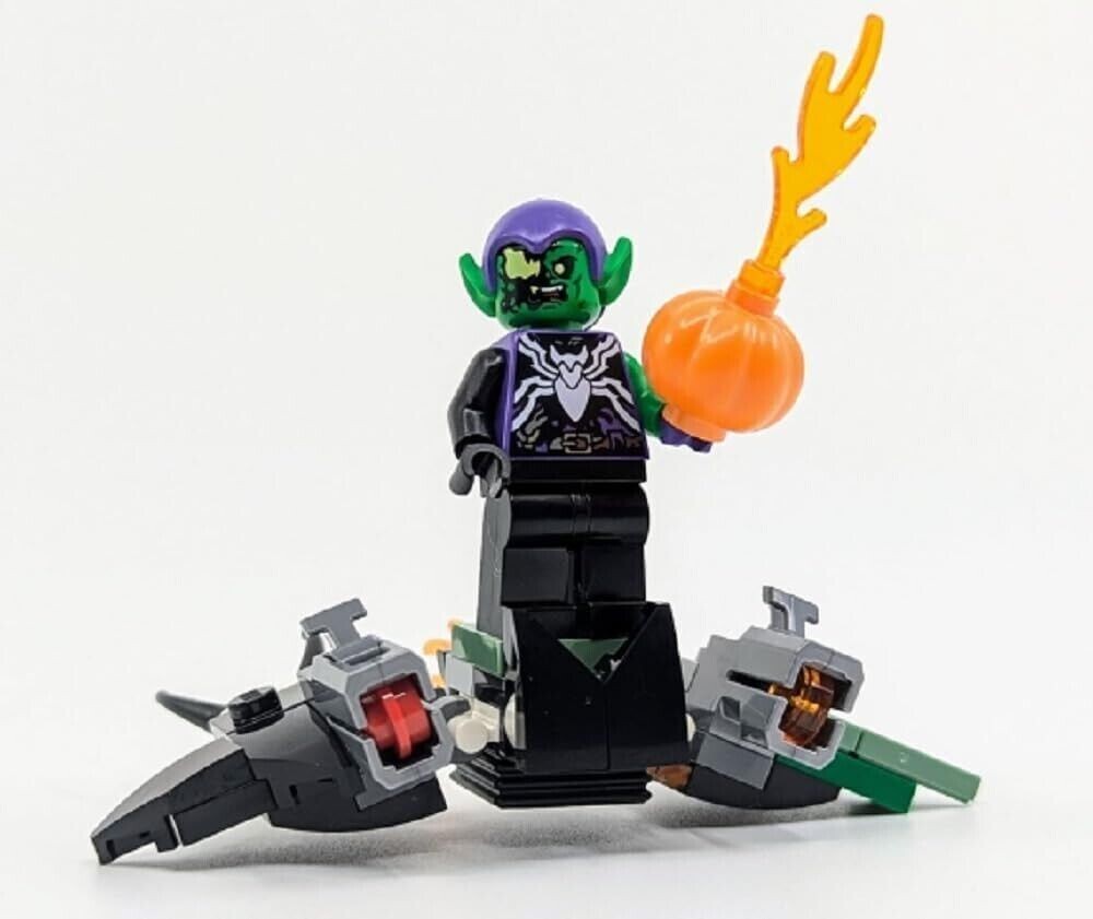 LEGO Marvel Venomised Green Goblin Minifigure with Glider Spider