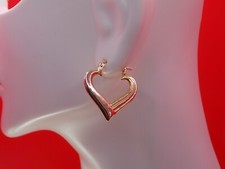 14k Yellow Gold Heart Hoop Earrings Snap Back Huggie