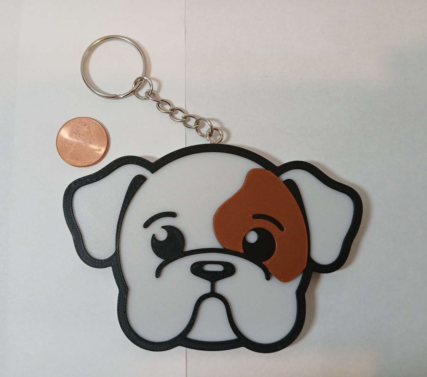 Bulldog Puppy Keychain (3D Printed) English/ American Bully