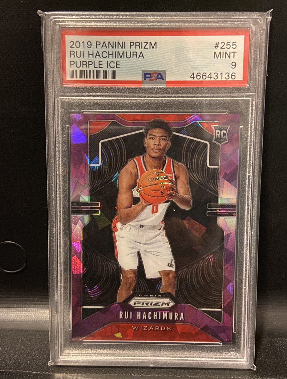 2019-20 Prizm Rui Hachimura Cracked Purple Ice Prizm RC  /149 PSA 9