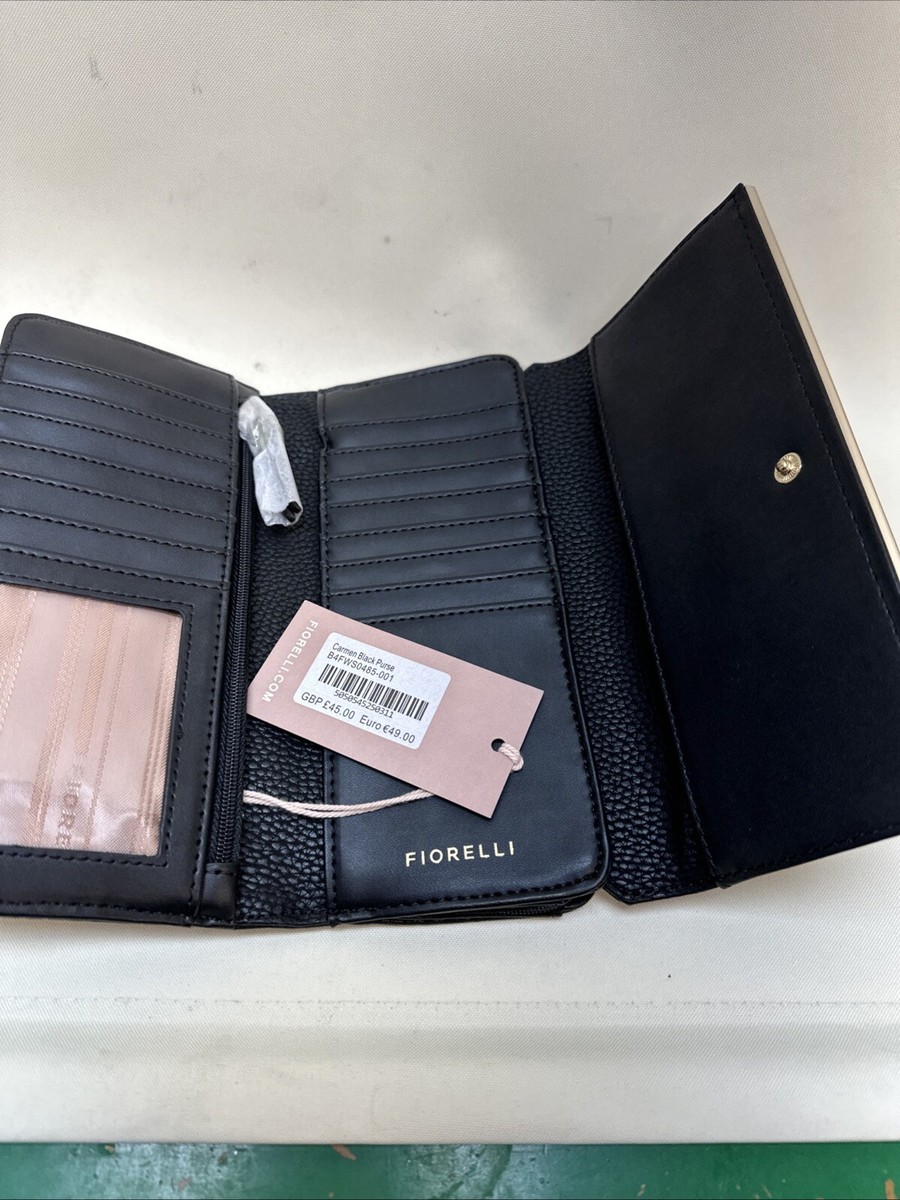 Fiorelli Purse Carmen Wallet Trifold BLACK Faux NEW BNWT Rrp45 - Main Image