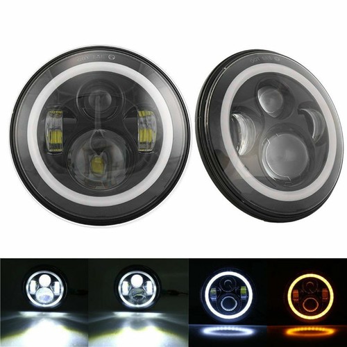 Black LED Headlights Halo Angel Eyes 