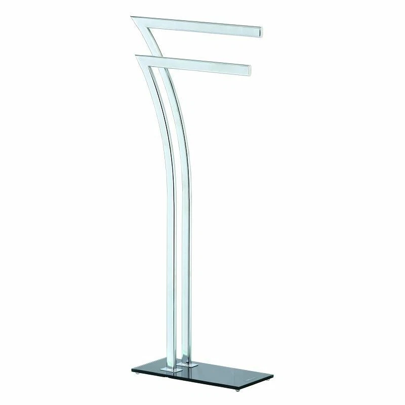 MODERN CHROME 2 TIER FREE STANDING BATHROOM TOWEL RAIL HOLDER STAND | eBay