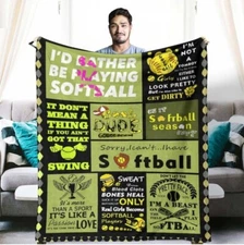 Softball Throw  Fleece Blanket Ultra-Soft Plush Lightweight, Size 60" x 80", New