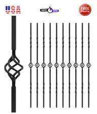LMYYGOO 10-Pack Wrought Iron Balusters - Sturdy, Spherical for Interior Stairs