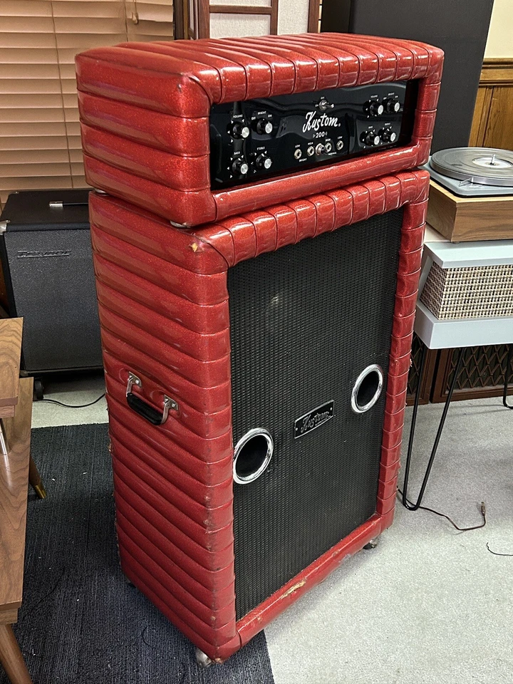 Amplificador de guitarra vintage 1969 Kustom 100 vatios K200B +2 x 15” JBL E-140’s rojo+ Foto 3 de 4