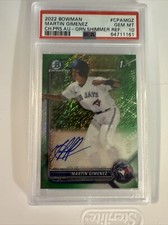 2022 Bowman Chrome RC Auto Green Shimmer Ref Martin Gimenez CPAMGZ /99 PSA 10