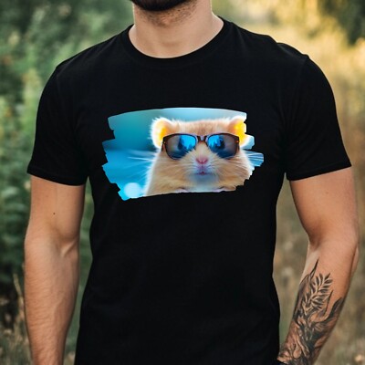 Mens Hamster Sunglasses Cotton T-Shirt Size XS to 5XL