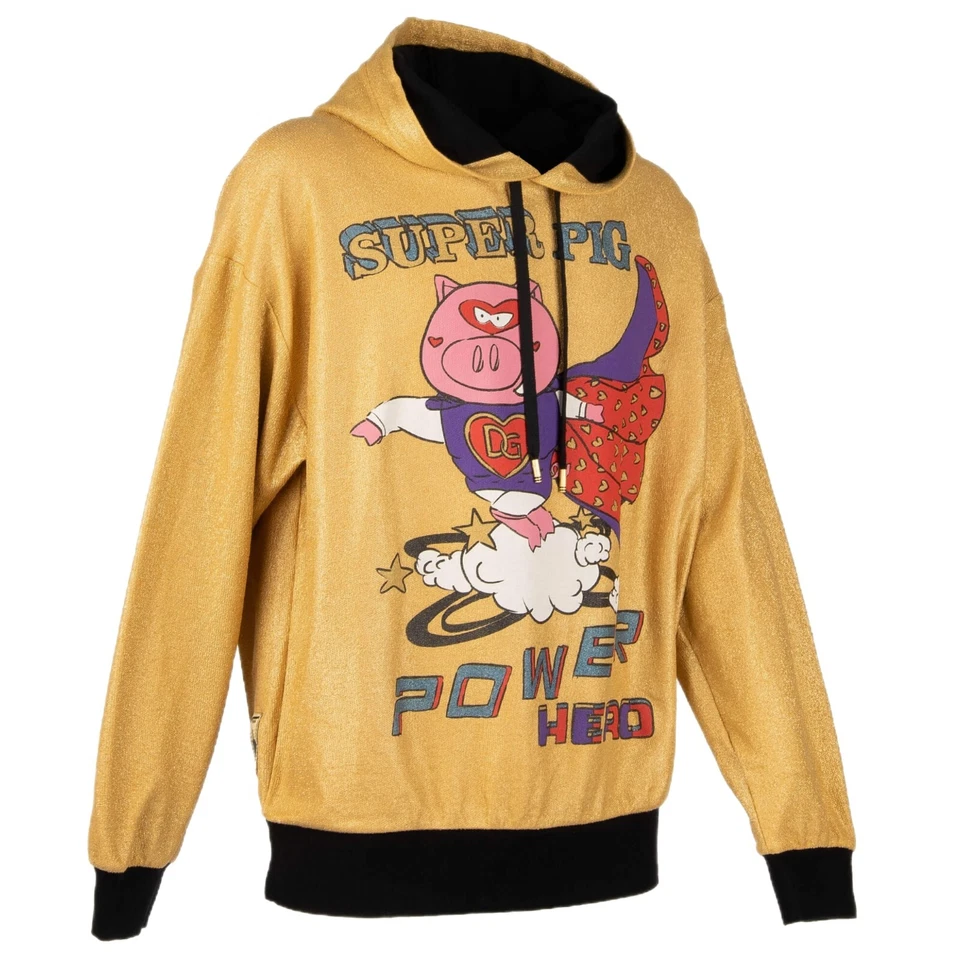 Dolce & Gabbana Year Of The Pig Golden Hoodie Size 46 Cotton Silk - Image 2 of 4