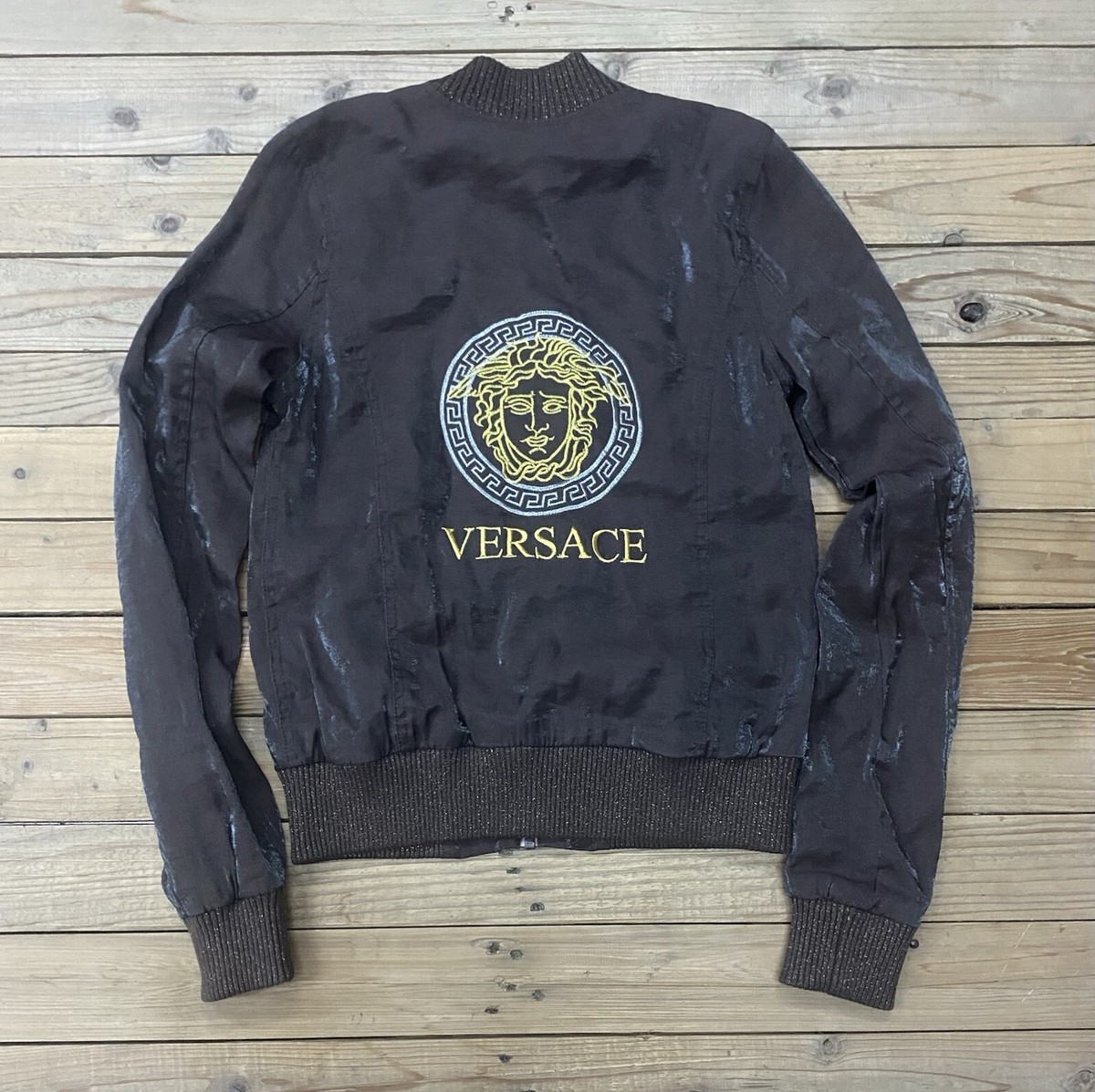 VERSACE Jackets All Overlapping Brown M Embroidered Italy Made