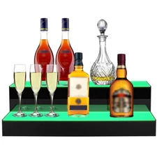 16"20"24"30"40"60" 2/3/4Step LED Light Liquor Bottle Display Glowing Bar Shelf