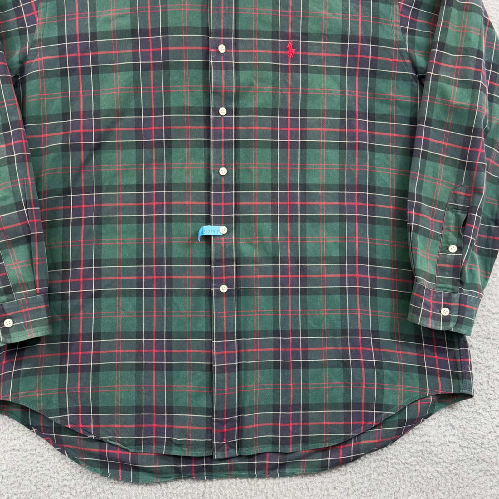 Polo Ralph Lauren camicia abbottonata uomo XL grande verde a quadri pony blake casual