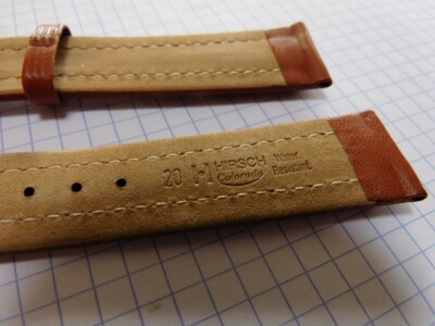 BRACELET DE MONTRE HIRSCH NEUF COLORADO CUIR VERITABLE TAILLE 20 NOIR N° 254E
