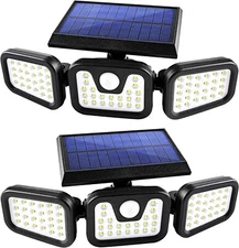 20000LM Solar Security Light Outdoor 3 head 74 LED Motion Sensor Waterproof Lamp