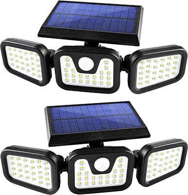 AMERIGEEKS 20000LM Solar Security Light Outdoor 3 head 74 LED Motion Sensor Waterproof Lamp