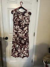 Ann Taylor Floral Sheath Dress Cream Red Sz 4 Lined Sleeveless EUC
