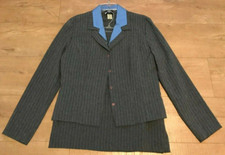 VTG TEDDI Dresses Matching Gray-White Pinstripes SKIRT  BLAZER Size 12