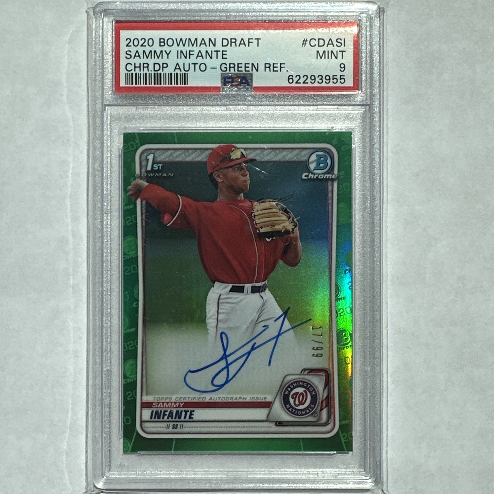 2020 Bowman Draft Chrome Sammy Infante Auto Green Refractor 17/99 #CDA-SI