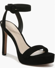  395 Nearly New Veronica Beard Darcelle Stiletto Sandals Black Suede 5.5 M