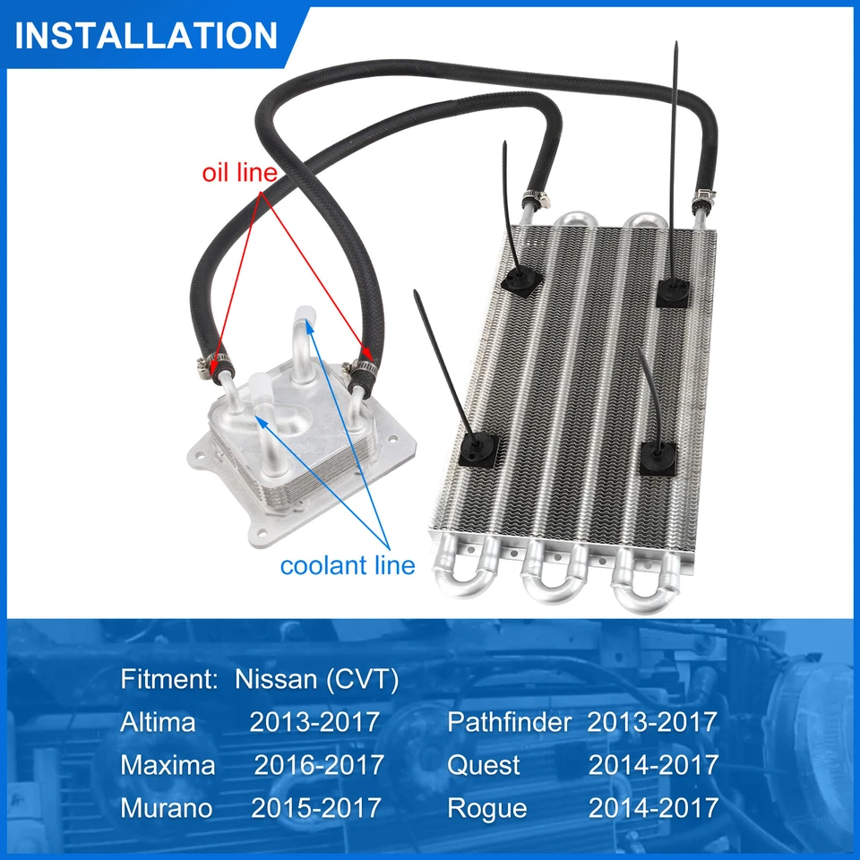 Enfriador de aceite de transmisión CVT para Nissan Rogue Quest Altima 4 puertos y 6 filas control remoto Foto 3 de 4