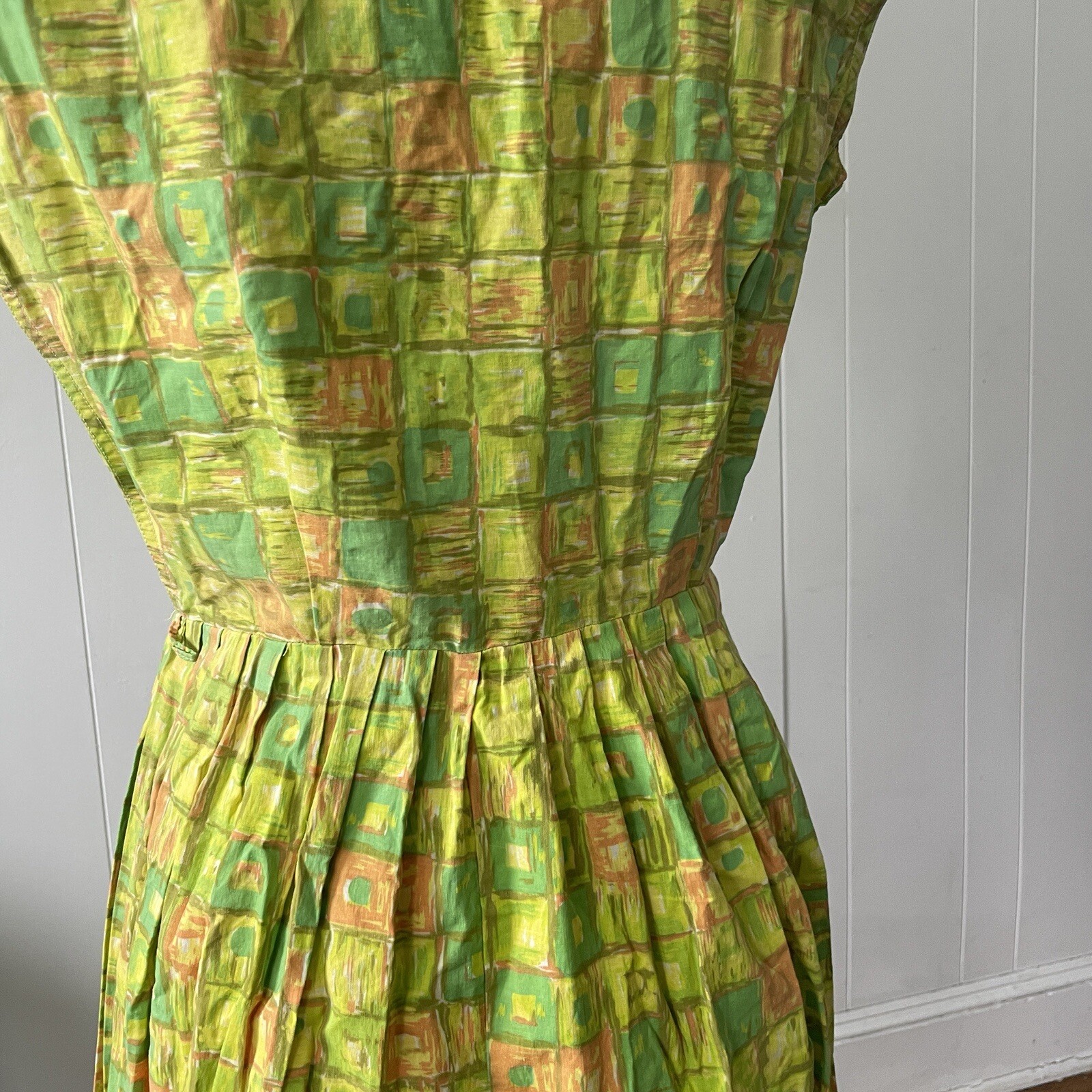 Vintage 1950s Novelty Print Cotton House/Day Dress At… Gem