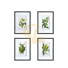 S/4 Botanical Black White Flower Wall Art Indoor Outdoor Living Dining Room