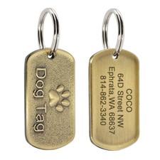 Thick Brass Personalized Dog Tags Anti-Lost Custom Engraved Name ID Tag Round