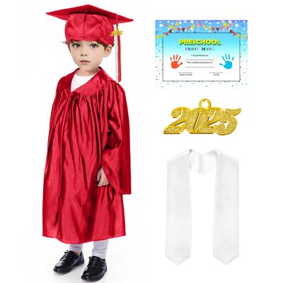 Shiny Kids Graduation Cap and Gown Set with 2025 Tassel Plus White Stole &  Ce... | eBay