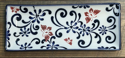 Pier 1 Butterfly Blossom Rectangle Plate Serving Dish Tray Platter Rectangular