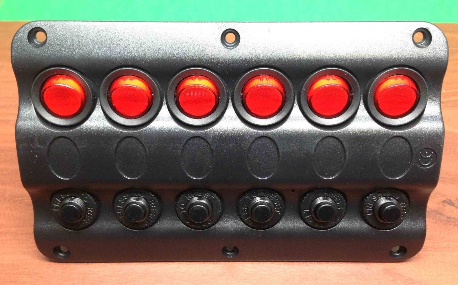 Marine Boat IP65 Switch Panel 6 Gang LED Switches & Circuit Breaker Wave Design