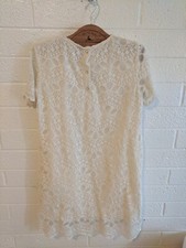 Zara Basic Collection women's Ivory color lace dress short sleeve size M